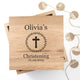Personalised Christening Cross Oak Photo Keepsake Box with Leaf Frame