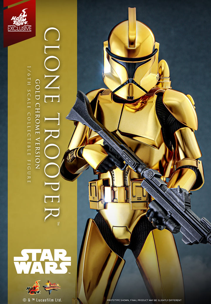 Hot Toys Star Wars Clone Trooper Gold Chrome Version 1/6 Scale Exclusive Action Figure
