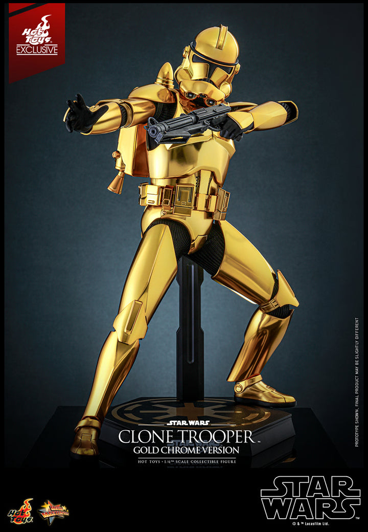 Hot Toys Star Wars Clone Trooper Gold Chrome Version 1/6 Scale Exclusive Action Figure