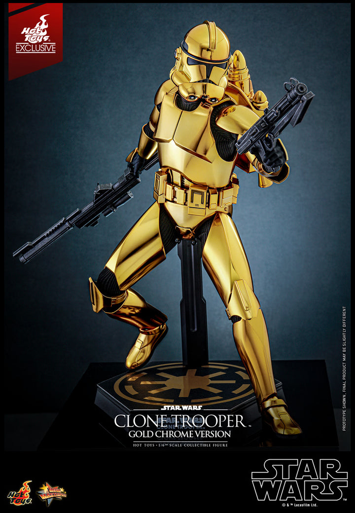 Hot Toys Star Wars Clone Trooper Gold Chrome Version 1/6 Scale Exclusive Action Figure