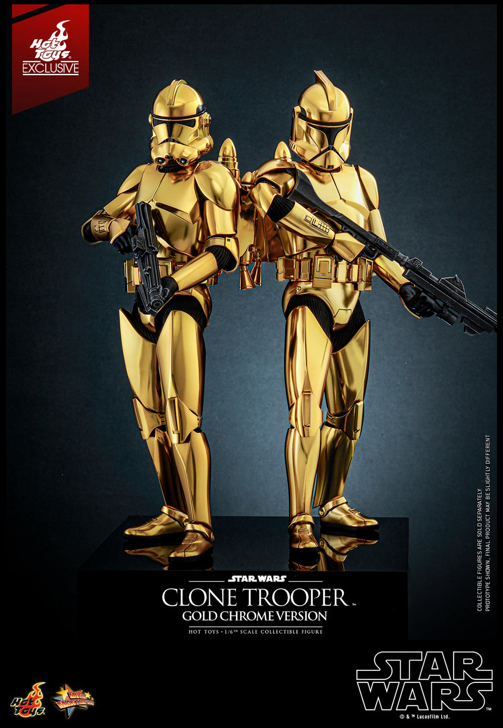 Hot Toys Star Wars Clone Trooper Gold Chrome Version 1/6 Scale Exclusive Action Figure
