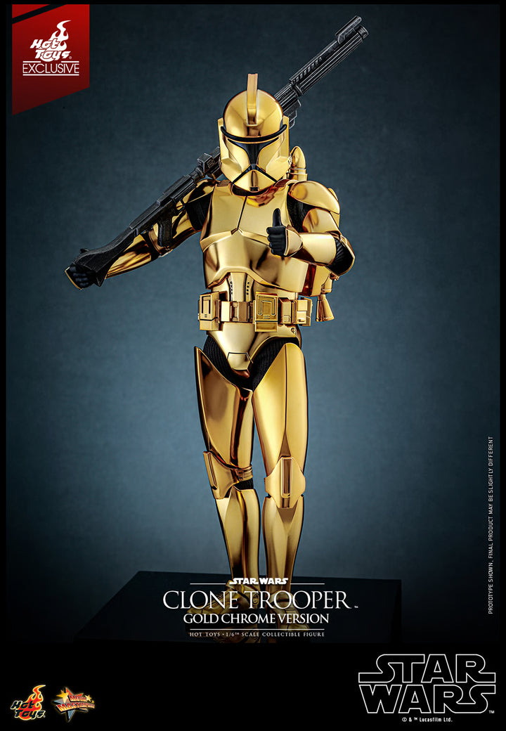 Hot Toys Star Wars Clone Trooper Gold Chrome Version 1/6 Scale Exclusive Action Figure