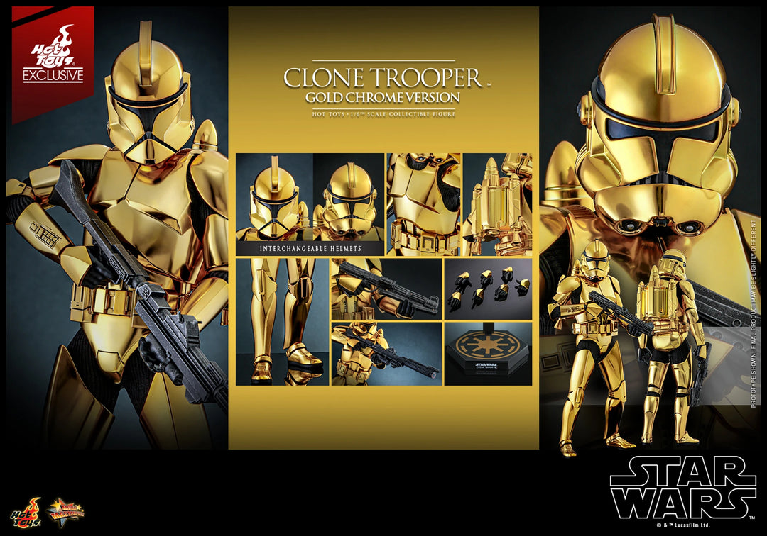 Hot Toys Star Wars Clone Trooper Gold Chrome Version 1/6 Scale Exclusive Action Figure