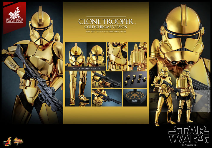 Hot Toys Star Wars Clone Trooper Gold Chrome Version 1/6 Scale Exclusive Action Figure