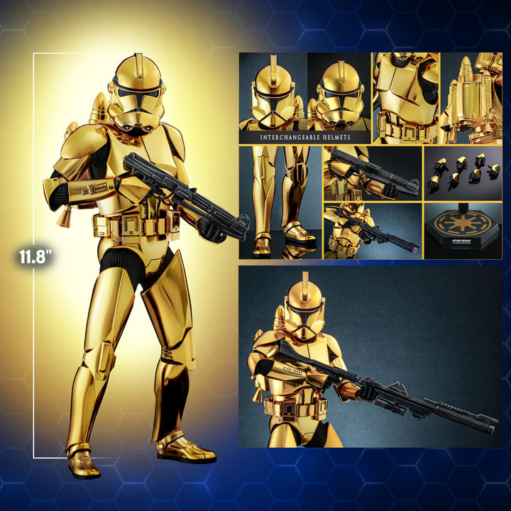 Hot Toys Star Wars Clone Trooper Gold Chrome Version 1/6 Scale Exclusive Action Figure