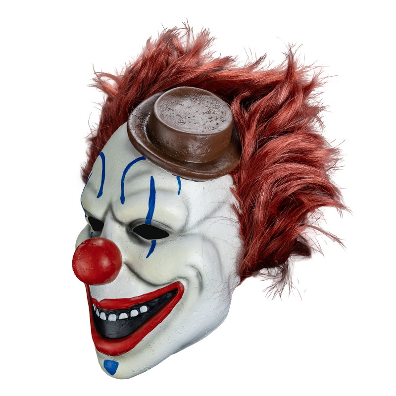 Clown in the Cornfield Frendo latex mask left side