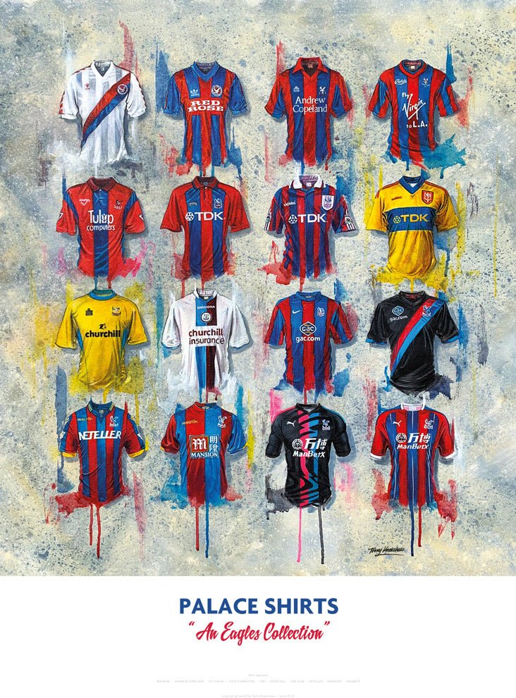 Crystal Palace FC Shirts - A2 Signed Limited Edition Prints collectible from Terry Kneeshaw Art