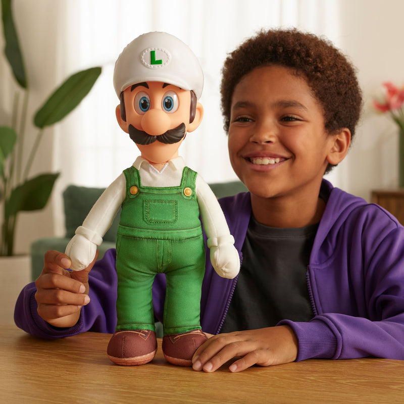 The Super Mario Galaxy Movie - 15" Posable Plush - Fire Luigi - Image