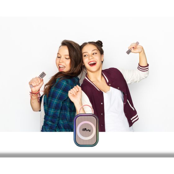 Pink Bluetooth Karaoke Speaker & 2 Wireless Microphones