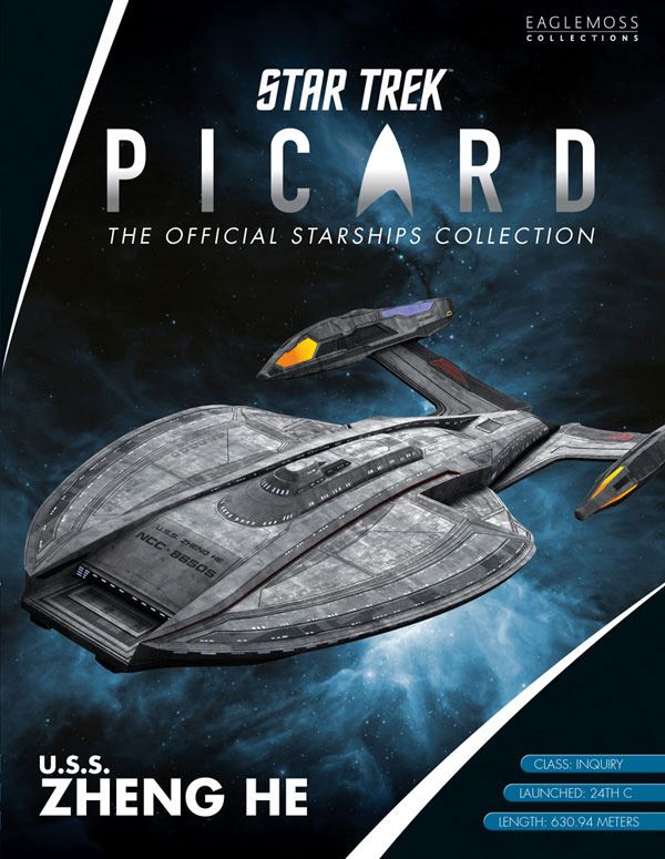 U.S.S. Zheng He NCC-86505 (Inquiry-class, Short Nacelles) Model Diecast Ship Picard (Eaglemoss / Star Trek), side angle