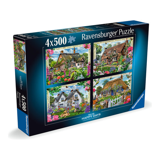 Happy Days No.10, Country Gardens 4x 500 Piece Jigsaw Puzzles