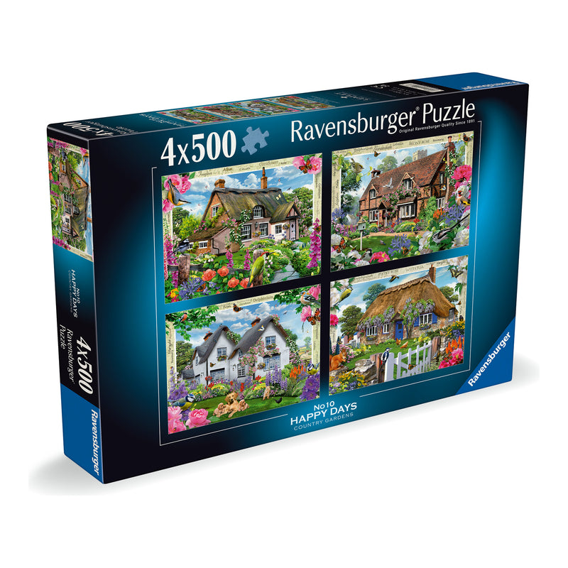 Happy Days No.10, Country Gardens 4x 500 Piece Jigsaw Puzzles