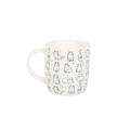 White Happy Cat Print Mug