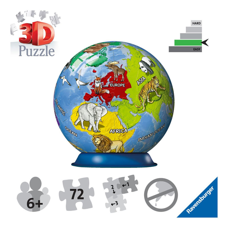 Children's Globe 3D Puzzle Ball, 72pc - Image