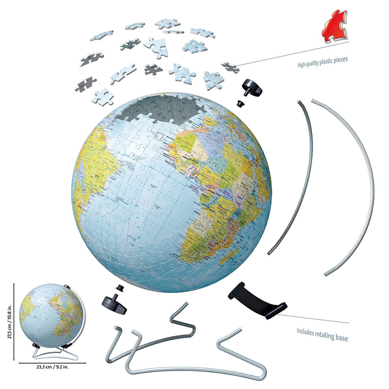 The World On V-Stand Globe 540 Piece 3D Puzzle
