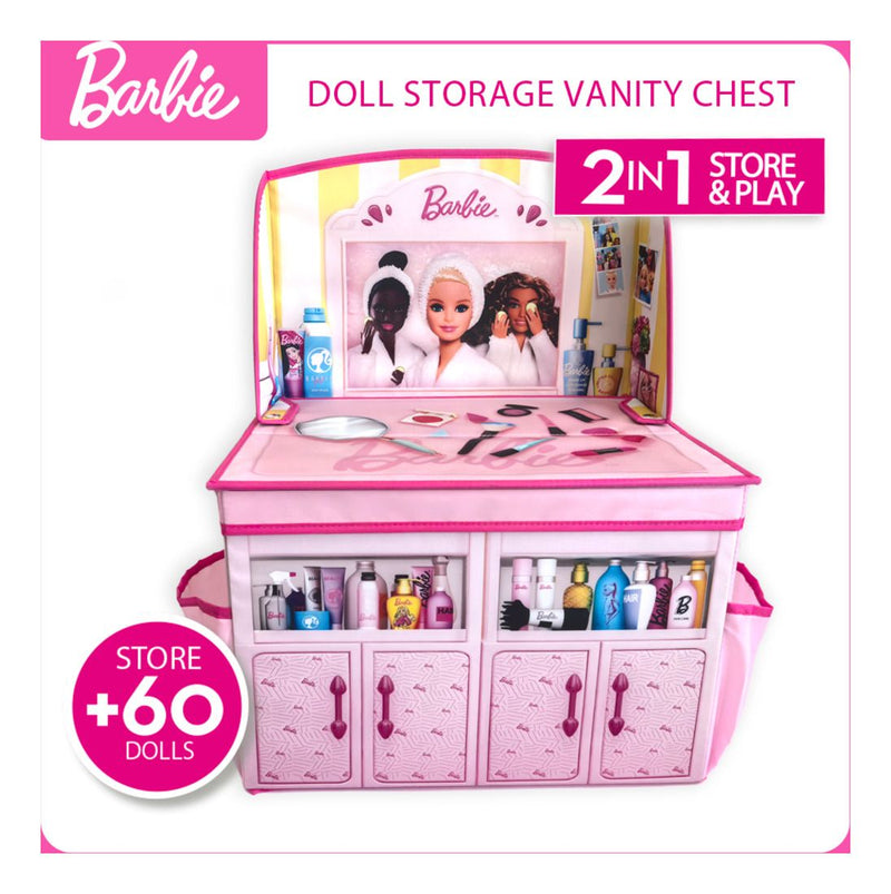Barbie 2 in 1 Foldable Role Play Vanity Storage - Image
