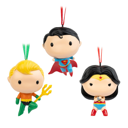 DC Comics Superman, Wonder Woman and Aquaman Set of 3 Christmas Ornaments alternate view