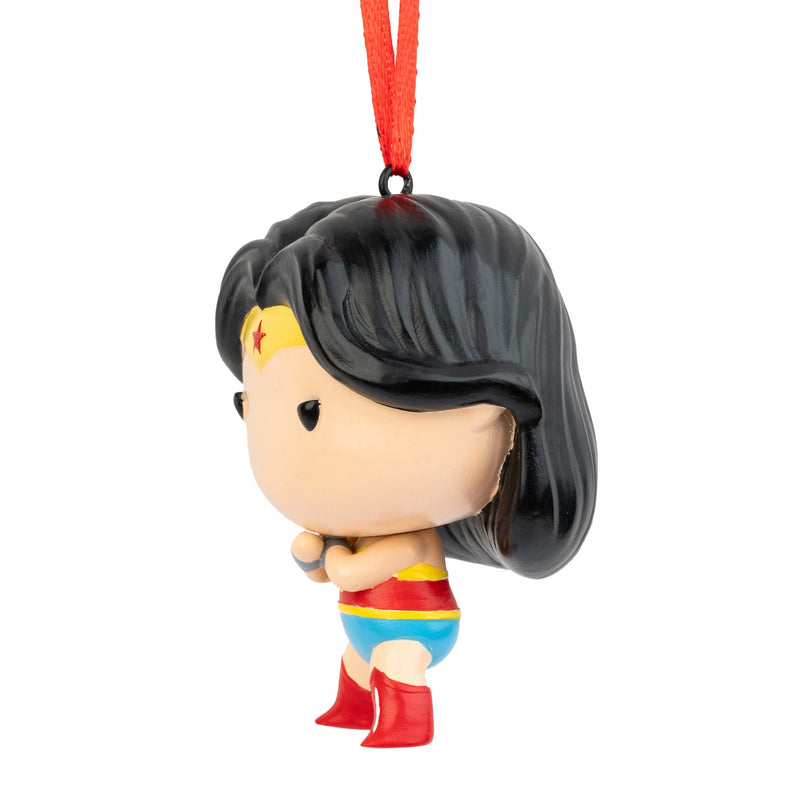 DC Comics Superman, Wonder Woman and Aquaman Set of 3 Christmas Ornaments side angle