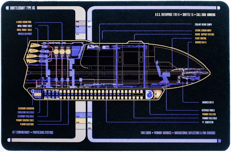 Enterprise Shuttles - Set 2 (Type 6 Shuttlecraft 'Hawking' & Captain's Yacht 'Calypso') Model Die Cast Ship (Eagl, side angle