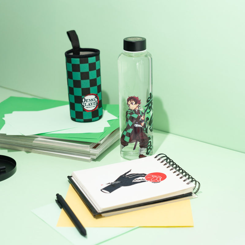 Demon Slayer Glass Water Bottle 500ml with Neoprene Sleeve design detail
