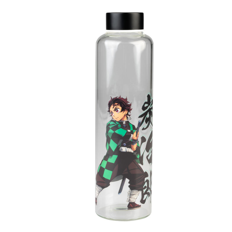 Demon Slayer Glass Water Bottle 500ml with Neoprene Sleeve side angle