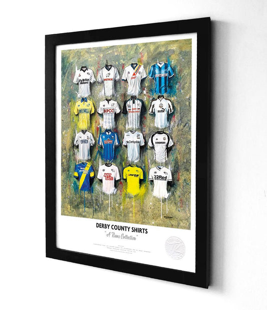 Derby County FC Shirts A3 collectible from Terry Kneeshaw Art