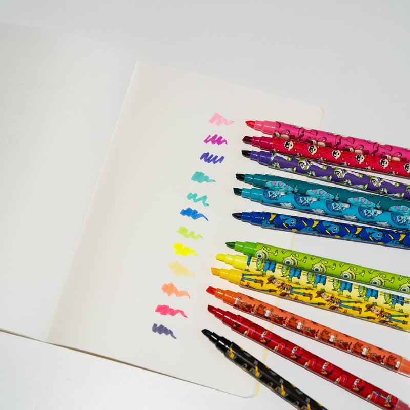 Disney Pixar Set of 12 Dual Tip Erasable Markers side angle
