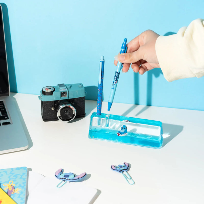 Disney Stitch Acrylic Pen Holder with Figure and Writing Set design detail
