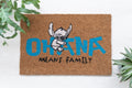 Disney Stitch Ohana Door Mat close up detail