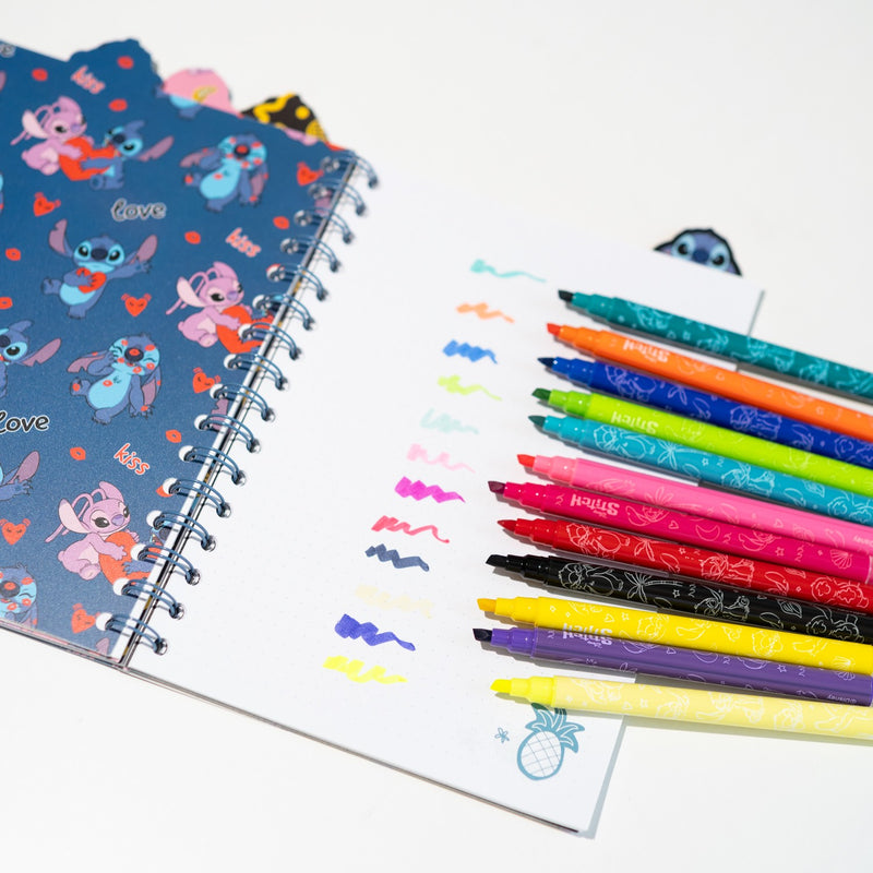 Disney Stitch Erasable Markers Set of 12 Dual Tip Pens side angle