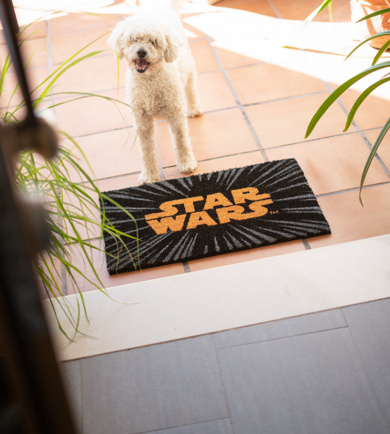 Star Wars Logo Coir Doormat with Anti-Slip Base close up detail