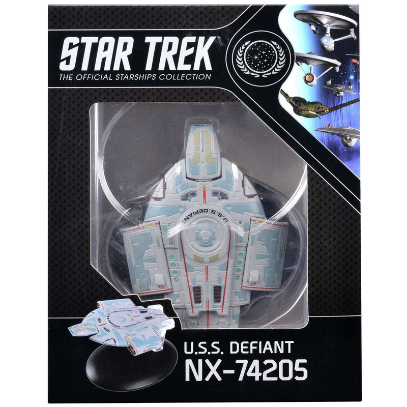U.S.S. Defiant NX-74205 (Defiant-class) Diecast Model Ship (Eaglemoss / Star Trek), in display