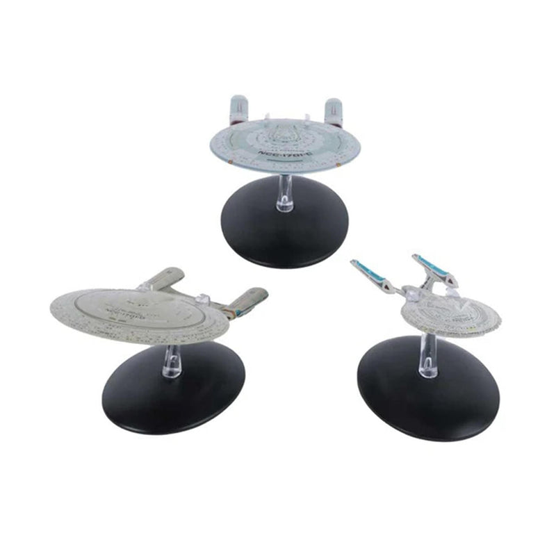 U.S.S. Enterprise Set of 3 - 1701-C, 1701-D, 1701-E Diecast Model Ships (Eaglemoss / Star Trek), alternate view