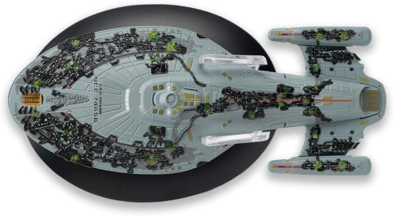 Assimilated U.S.S. Voyager Model Diecast Ship BONUS ISSUE (Eaglemoss / Star Trek), in display