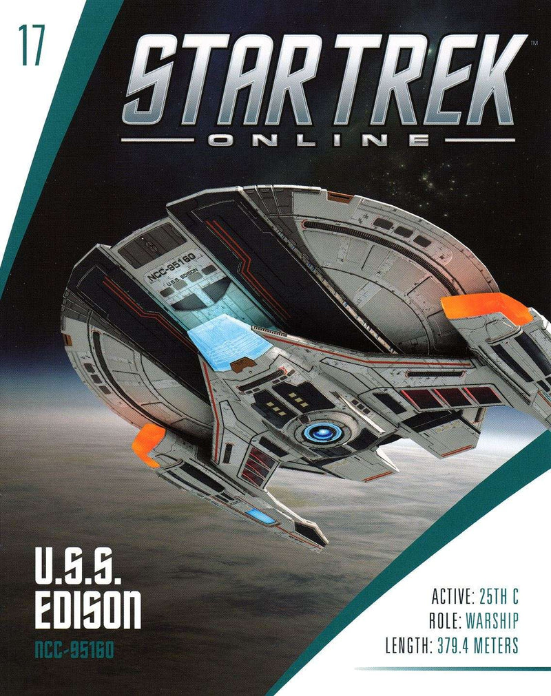 U.S.S. Edison NCC-95160 Federation Temporal Warship Model Diecast Ship STO (Eaglemoss / Star Trek), in display