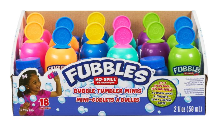 Fubbles No-Spill Bubble Tumbler Minis Assortment in PDQ (Case of 24)