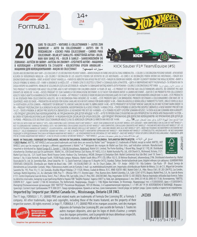 Hot Wheels Premium F1: Sauber Gabriel Bortoleto - Image