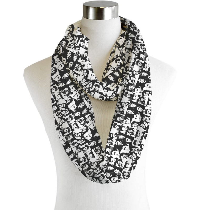 Elvis Popart - Black and White - Scarf - Infinity - Chiffon collectible from https://britishmade.gifts/