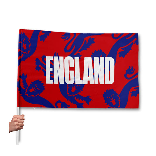 England Red and Blue Lions Flag with Sleeve - WC26 - 4 Sizes! collectible from https://britishmade.gifts/