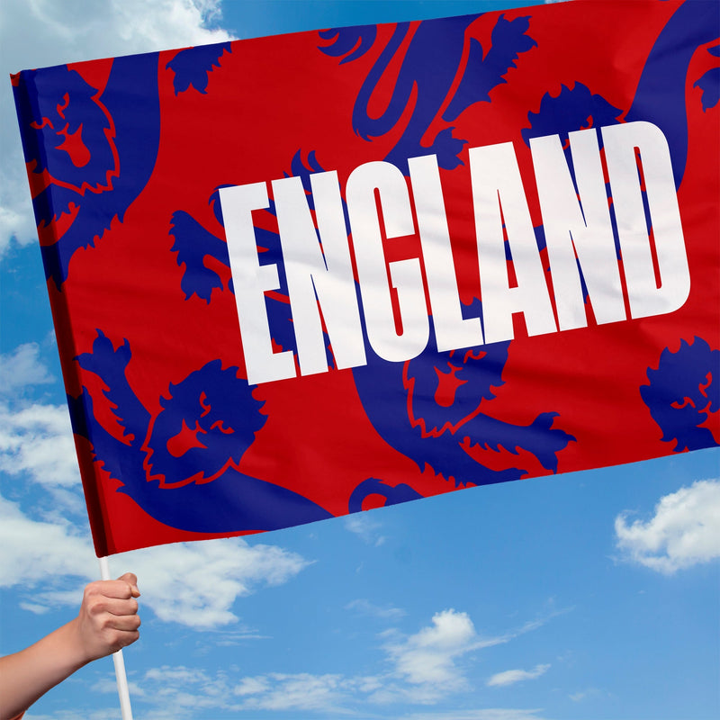 England Red and Blue Lions Flag with Sleeve - WC26 - 4 Sizes!, close-up detail