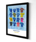 Everton FC Shirts - A2 Signed Limited Edition Prints, side angle
