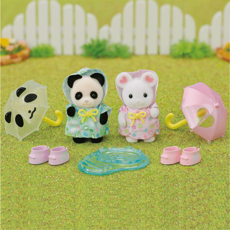 Sylvanian Families Nursery Friends - Rainy Day Duo for Ages 3 and Up, alternate view