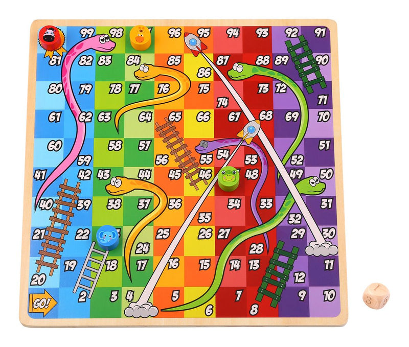 Wooden 2-in-1 Ludo And Snakes & Ladders - Image