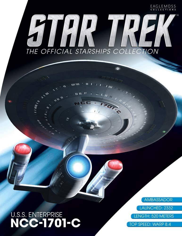 U.S.S. Enterprise NCC-1701-C (Ambassador-class) Ship Model Die Cast Starship Window Boxed (Eaglemoss / Star Trek), in display