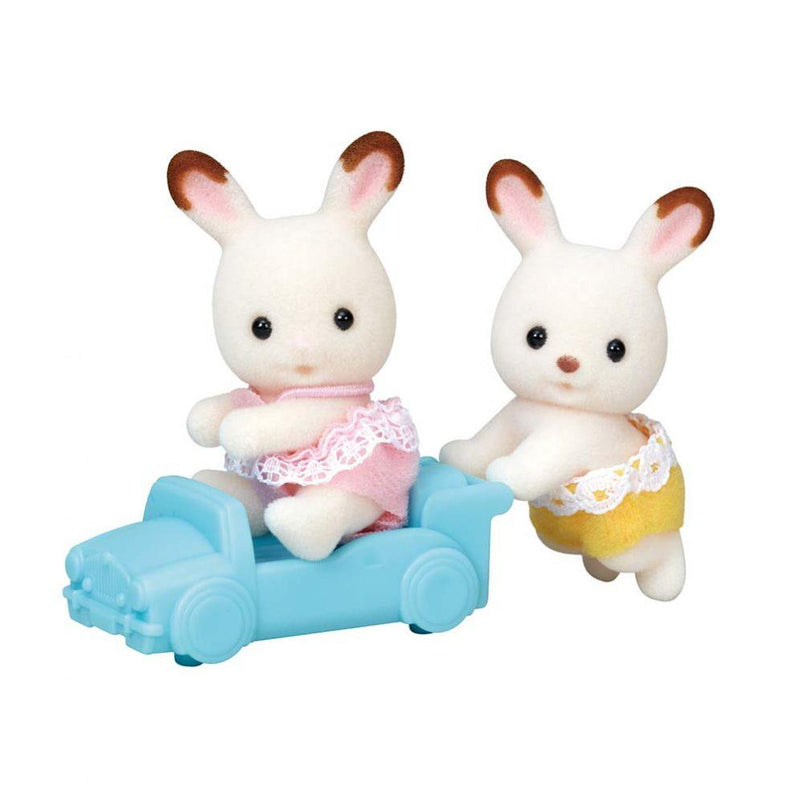 Sylvanian Families Chocolate Rabbit Twins Toy Playset for Age 3 and Up, side angle