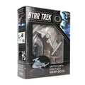 United Earth Starfleet Warp Delta Model Diecast Ship Window Box (Eaglemoss / Star Trek), size reference