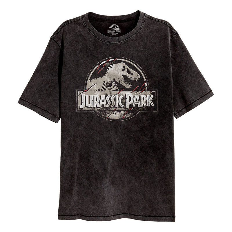 Jurassic Park - Scratched Logo Acid Wash - Super Heroes Collection - Unisex Acid Wash T-Shirt