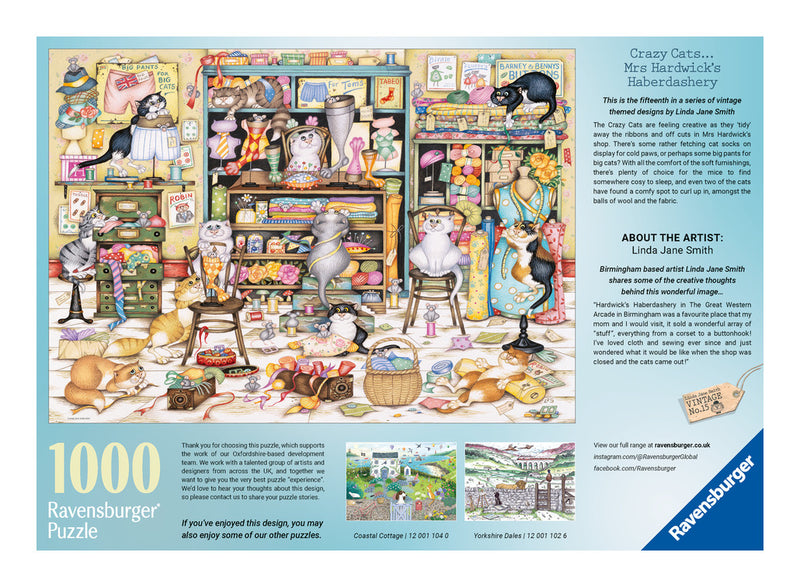 Crazy Cats - Mrs Hardwick's Haberdashery 1000 Piece Jigsaw Puzzle