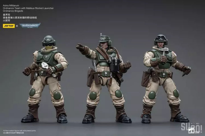 Warhammer 40K Astra Militarum Ordnance Team with Malleus Rocket Launcher 1/18 Scale Action Figure