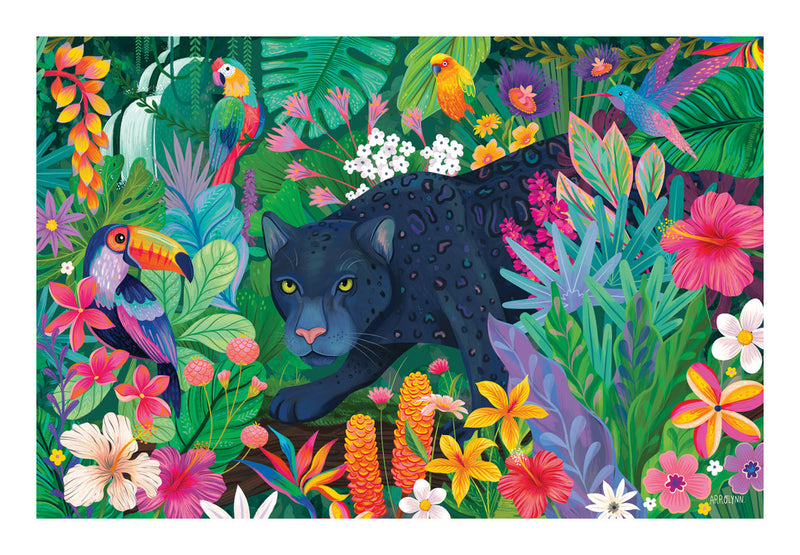 Panther In Flower Jungle 3000 Piece Jigsaw Puzzle